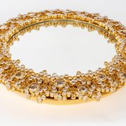 Spectacular backlit mirror in gilded brass and crystal glass by Palwa, Germany.