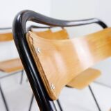 Vintage Set of 7 folding chairs in metal and wood - 1960s