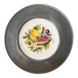 Assiette décoration étain et porcelaine Bassano