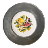 Assiette décoration étain et porcelaine Bassano