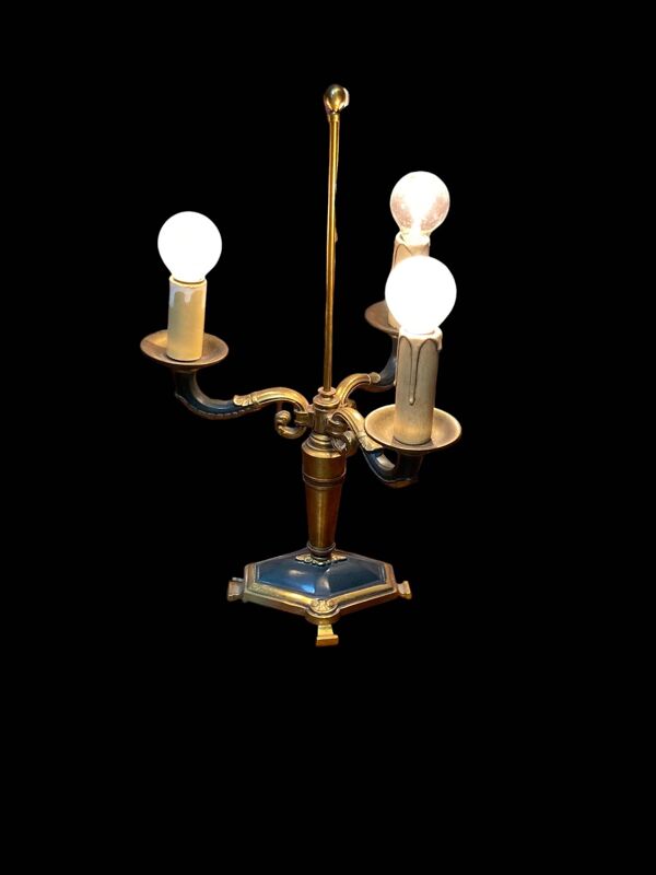 Lampe bouillotte sans abat-jour en métal noir et doré