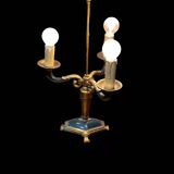 Bouillotte lamp without shade in black and gold metal