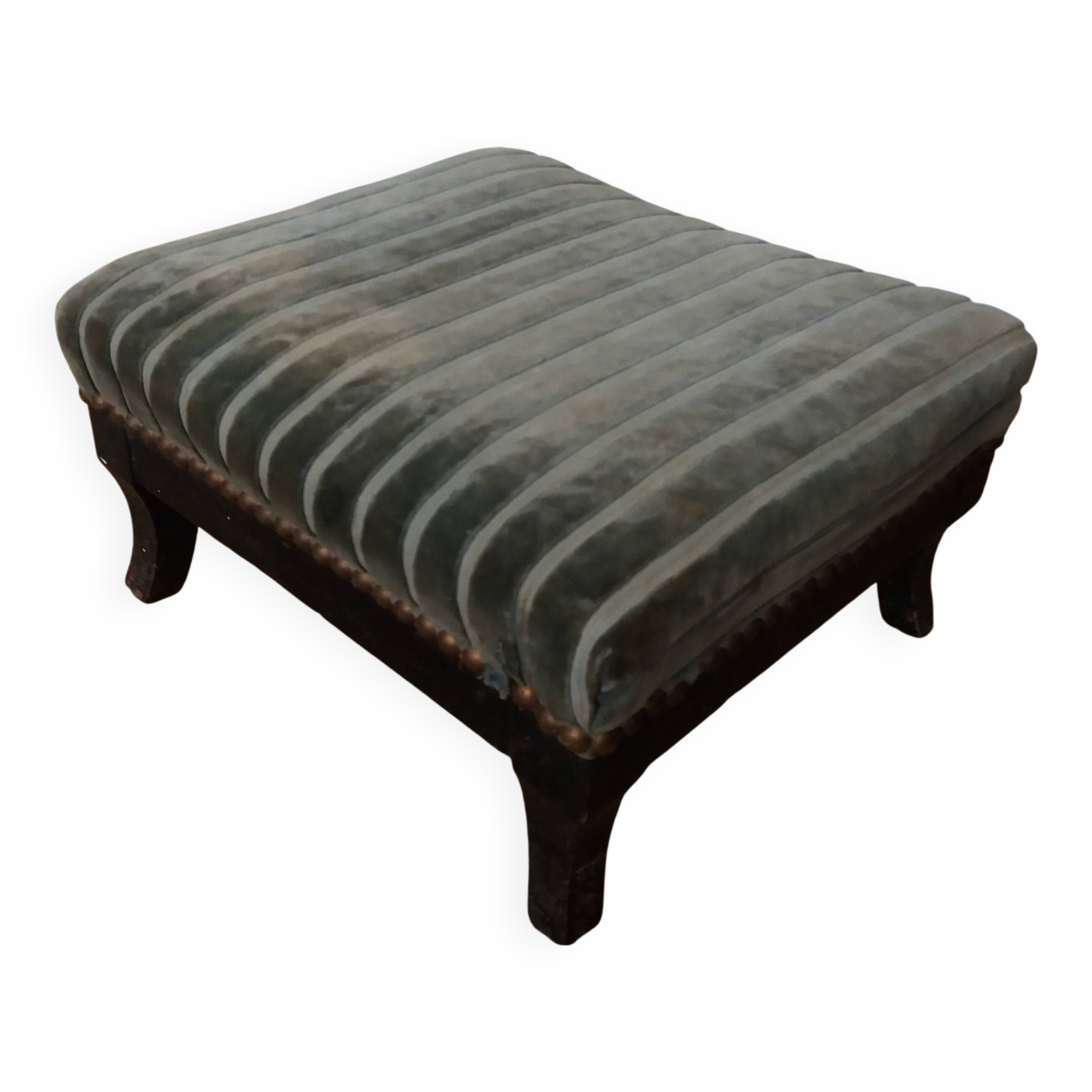 Wooden and velvet footrest
