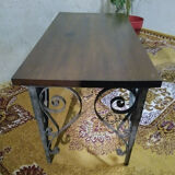 Table basse fer forgé et bois