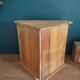 Glass corner showcase cabinet solid wood aero-gum patinated