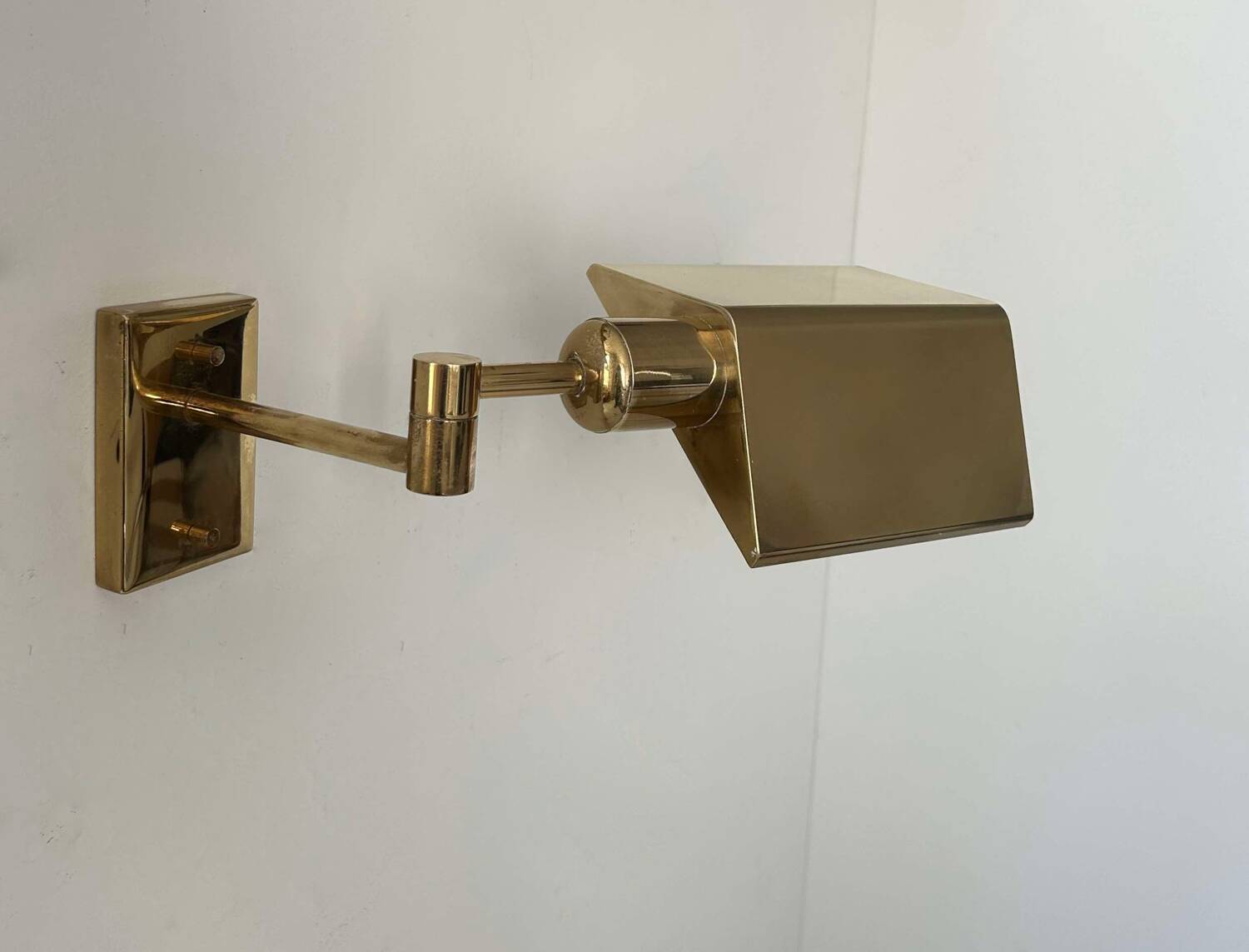 Vintage adjustable wall lamp, solid brass, France 1970