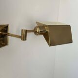 Vintage adjustable wall lamp, solid brass, France 1970