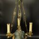 3-light chandelier with swan heads, Empire style - bronze & glass