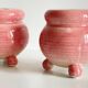 Paire bougeoirs ceramique rose