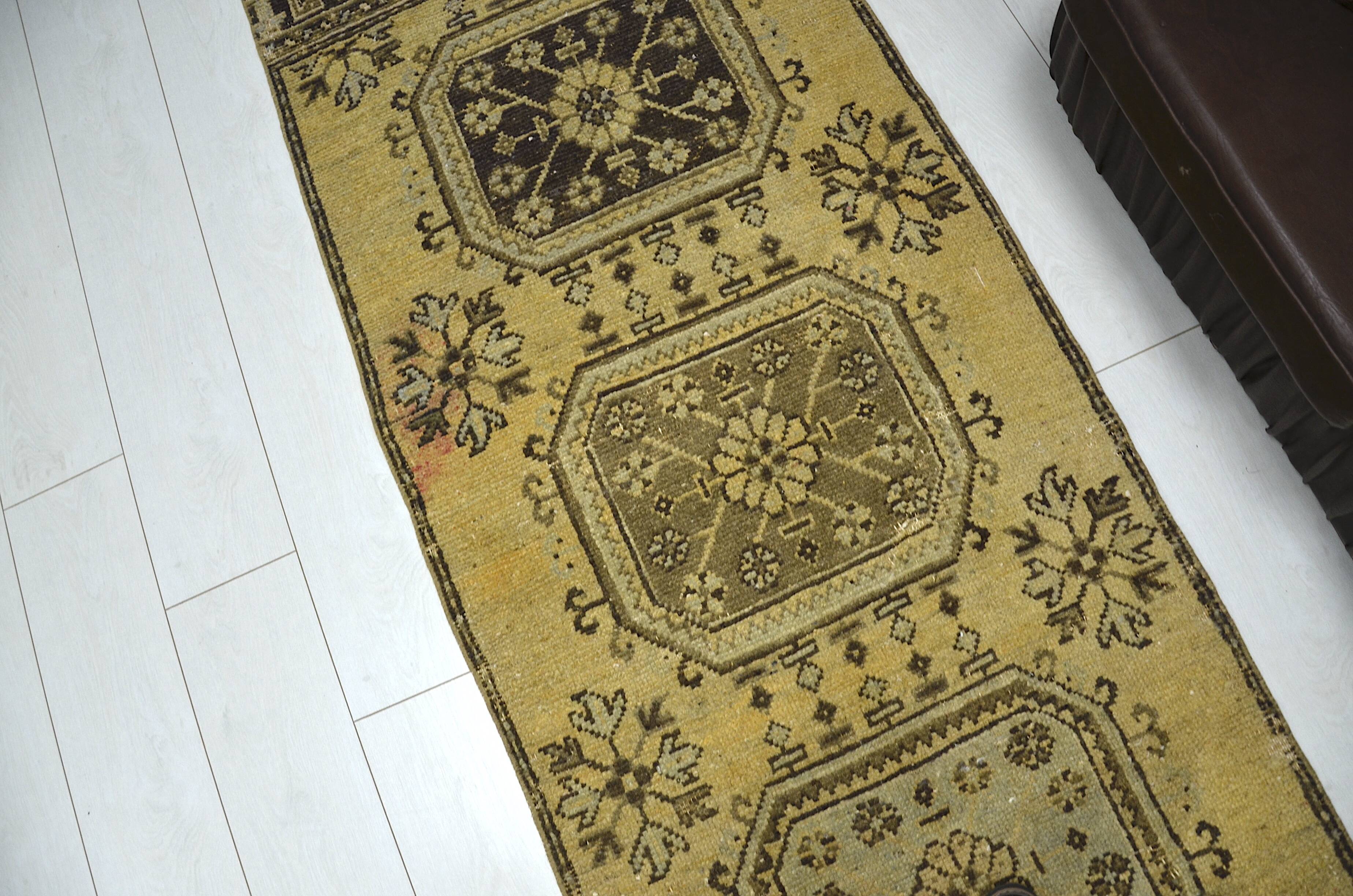 Yellow & Brown Turkish Wool Rug sku 2223
