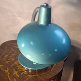 Italian design desk lamp, green metal, Fase style, 1970s, adjustable, flexible