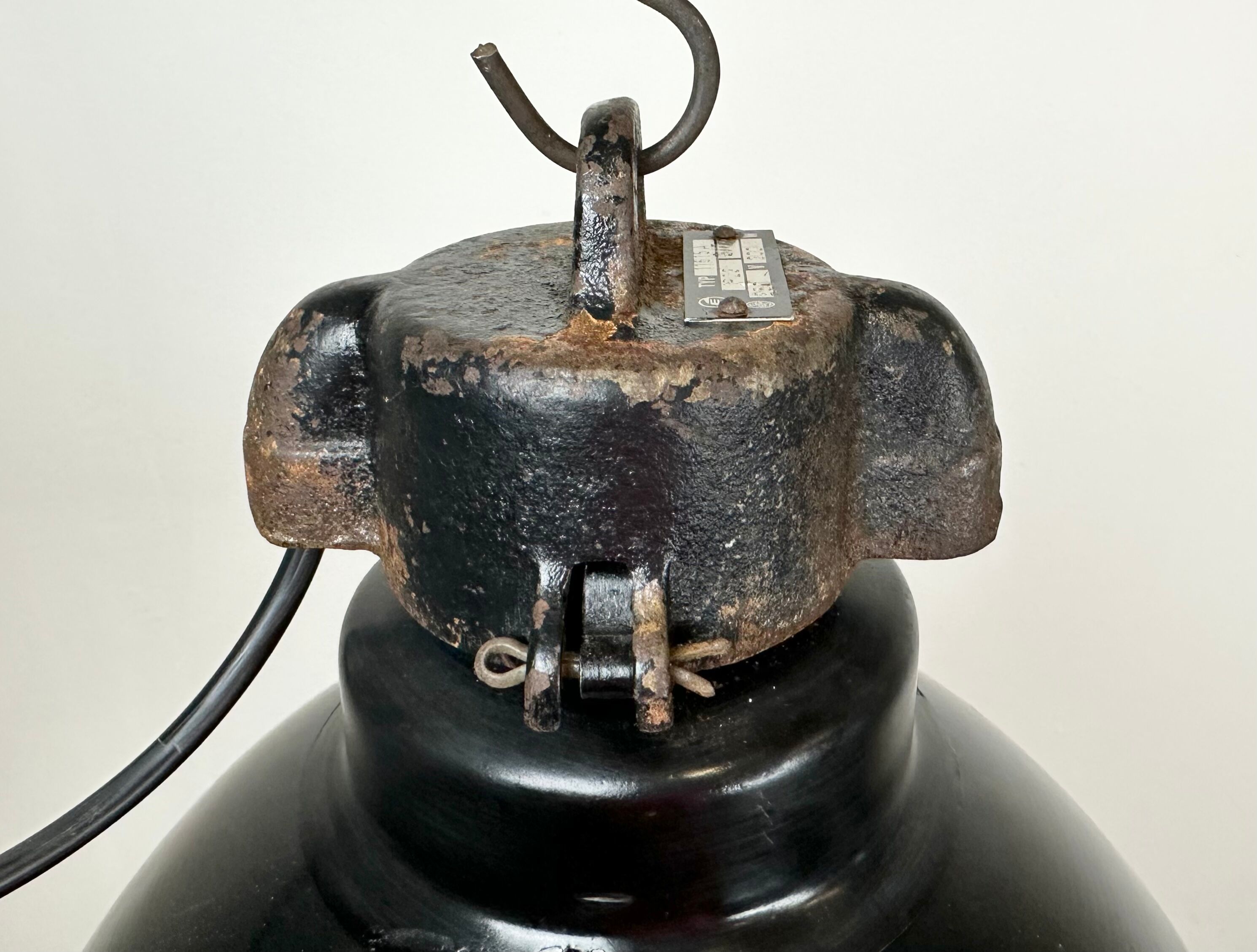 Industrial Bauhaus Black Enamel Pendant Lamp, 1930s