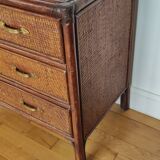 Commode osier et bambou poignées en laiton