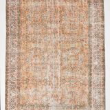 7x10 Pale Orange Floral Vintage Rug, 204x296Cm