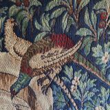 Numbered Halluin Tapestry - Pair of Pheasants Drinking at the Fountain Against Greenery