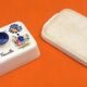 70s buttermaker with ceramic lid with floral decoration