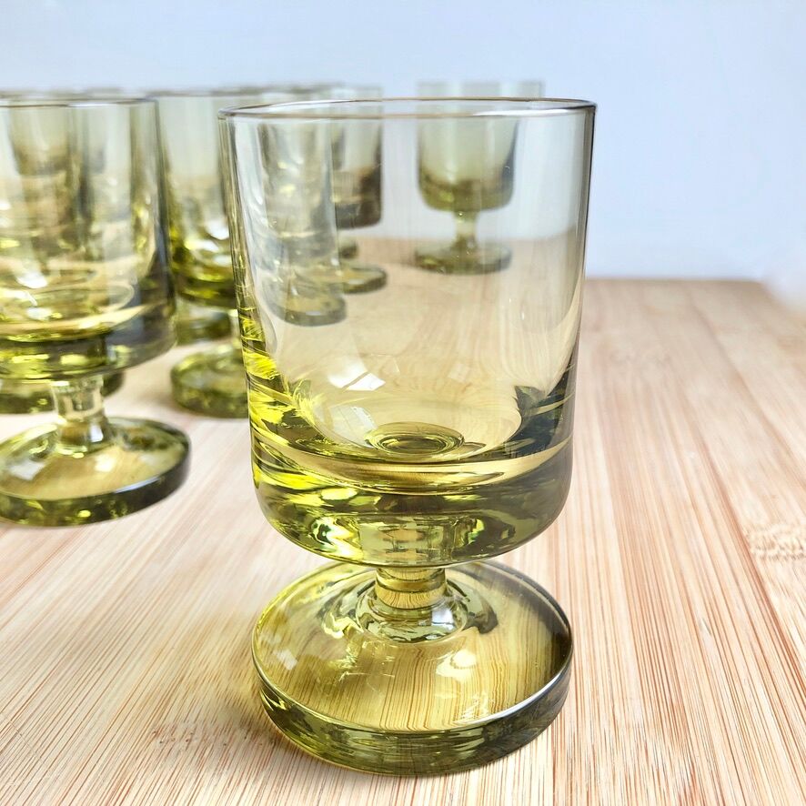 9 blown vintage glasses