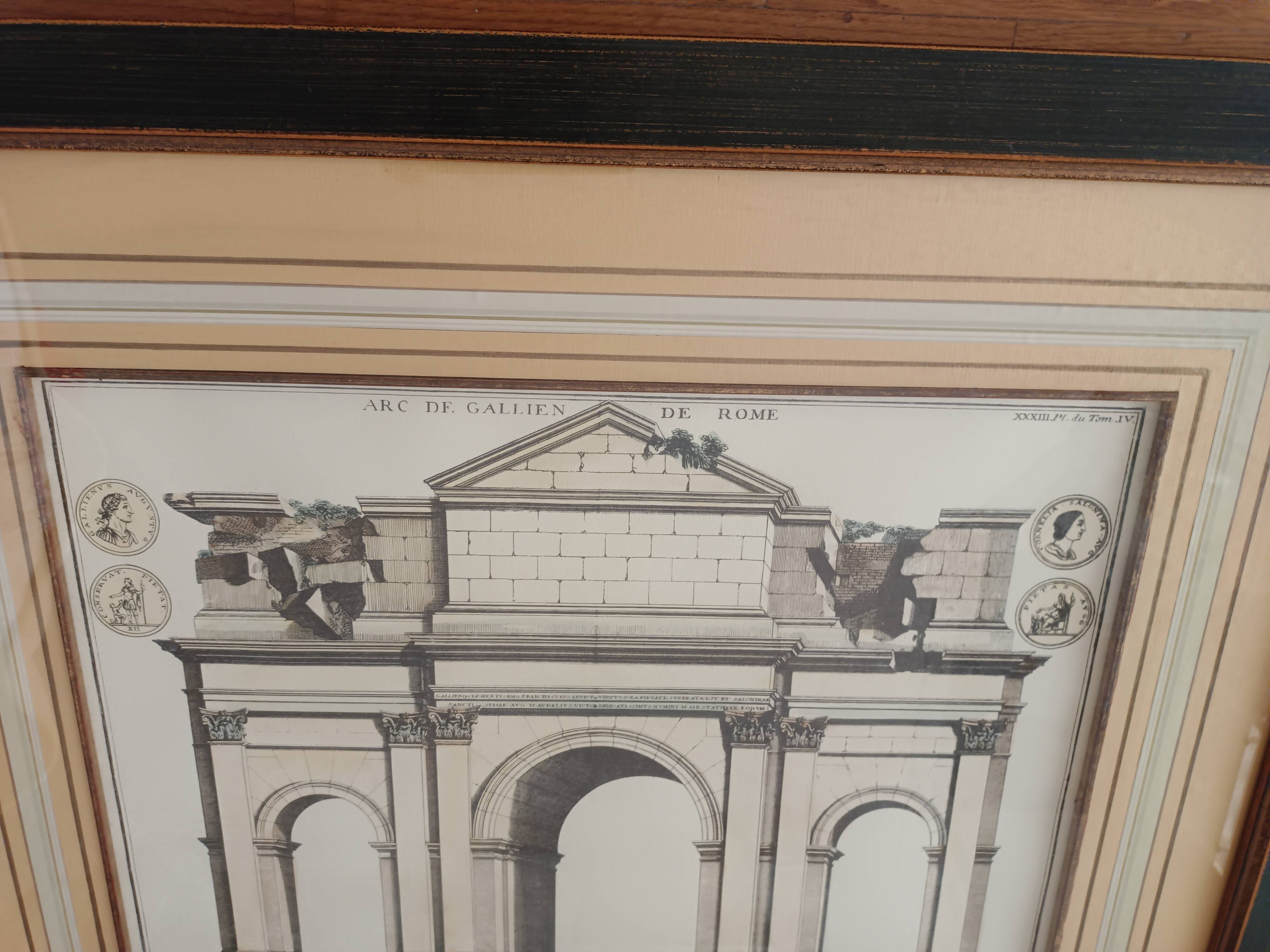 Architectural pencil drawing of the Arch of Gallienus in Rome 57x65x2 cm