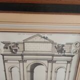 Architectural pencil drawing of the Arch of Gallienus in Rome 57x65x2 cm