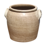 Old grease pot or confit in glazed rustic sandstone vase storage pencils brushes kitchen