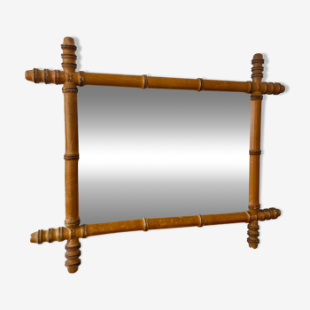 Wood mirror carved bamboo style