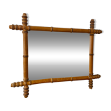 Wood mirror carved bamboo style
