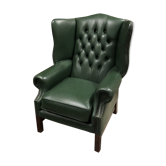 In the 1970s green leather Chesterfield armchair