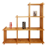 Vintage pine staircase shelf bookcase - Maison Regain style