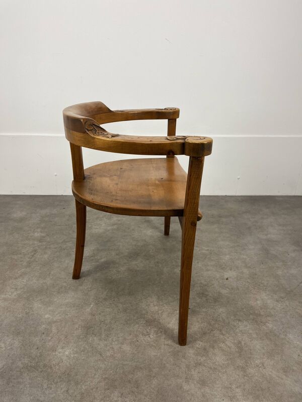 Fauteuil tripode bois sculpté style chalet