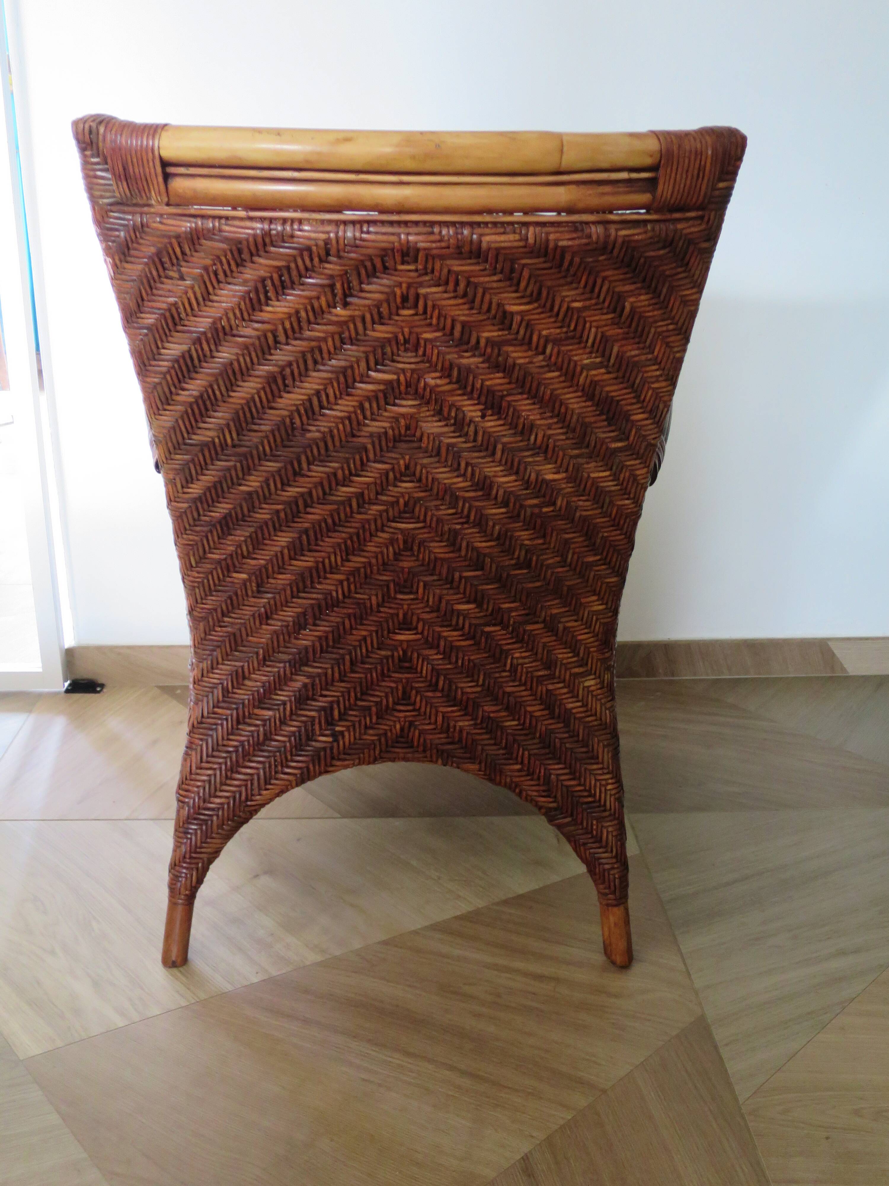 Woven rattan armchair, 1980s