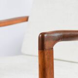 Fauteuil scandinave original Baczyk, années 1960, rénovation, beige, teck