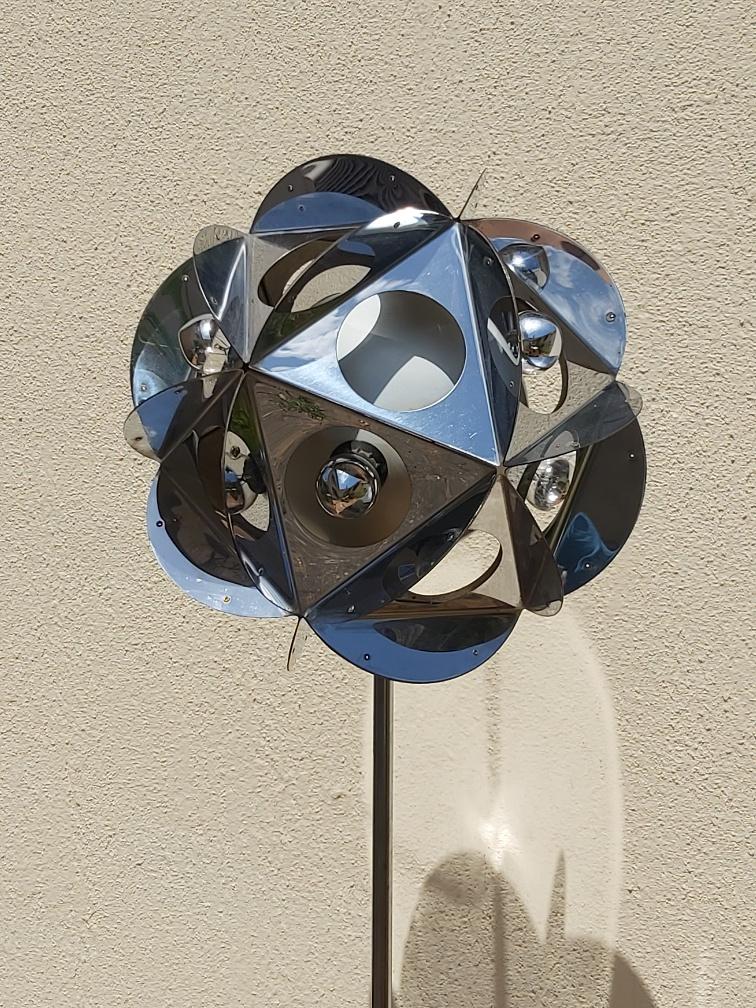 Vintage Sputnik chrome metal lamp 70s