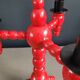 Vintage Scandinavian painted wooden candlestick