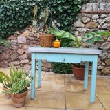 Vintage table of the 50s mado style in formica and wood with drawer and extension cords
