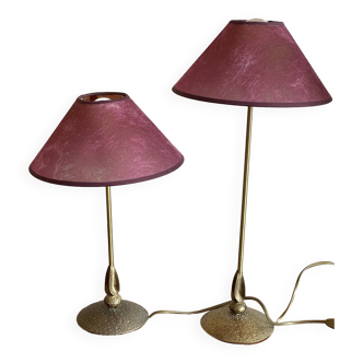 Duo of brass lamps