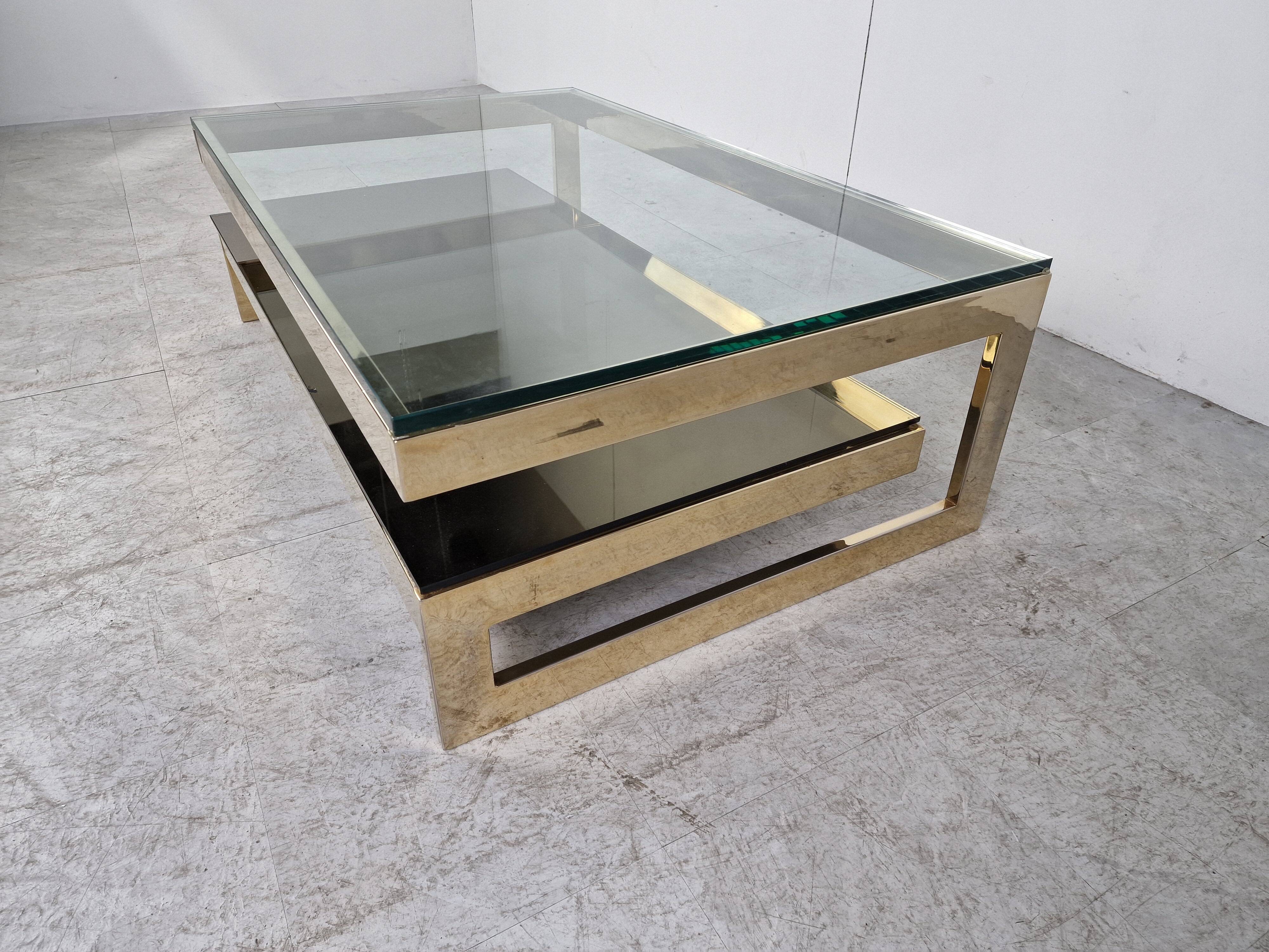 Vintage gold leaf coffee table by Belgochrom, 1970s