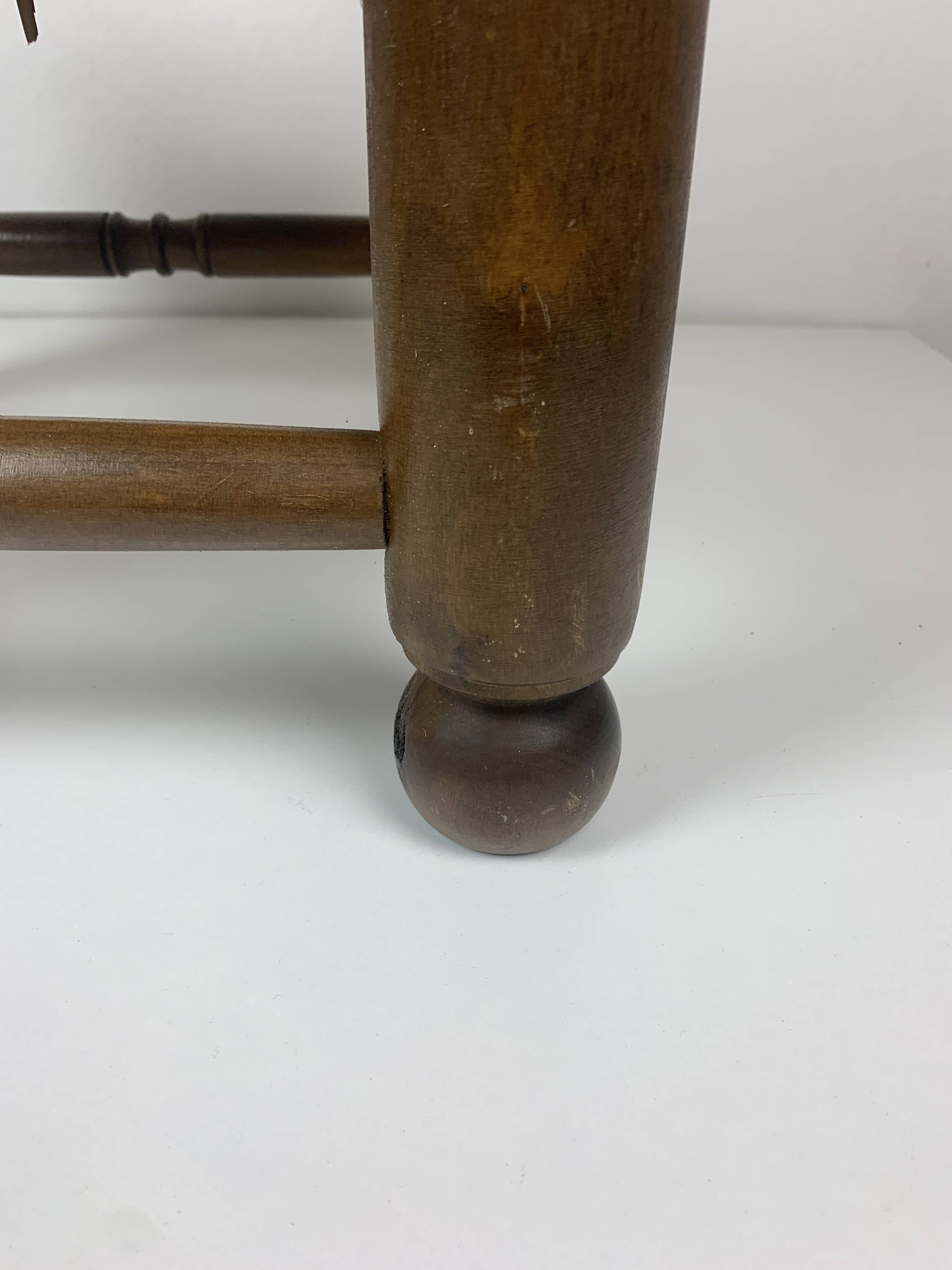 Wood Turned Bobbin Low Rush Chair in the manner of Charles Dudouyt, France, 1950s