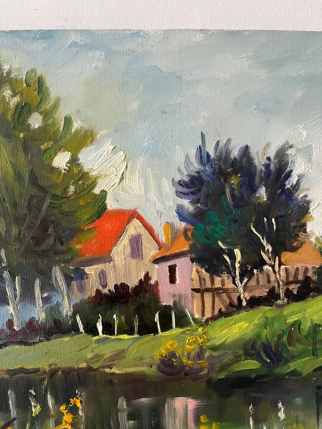 The Eure in Criqueboeuf, oil on canvas signed Quesney, 2000