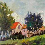 The Eure in Criqueboeuf, oil on canvas signed Quesney, 2000