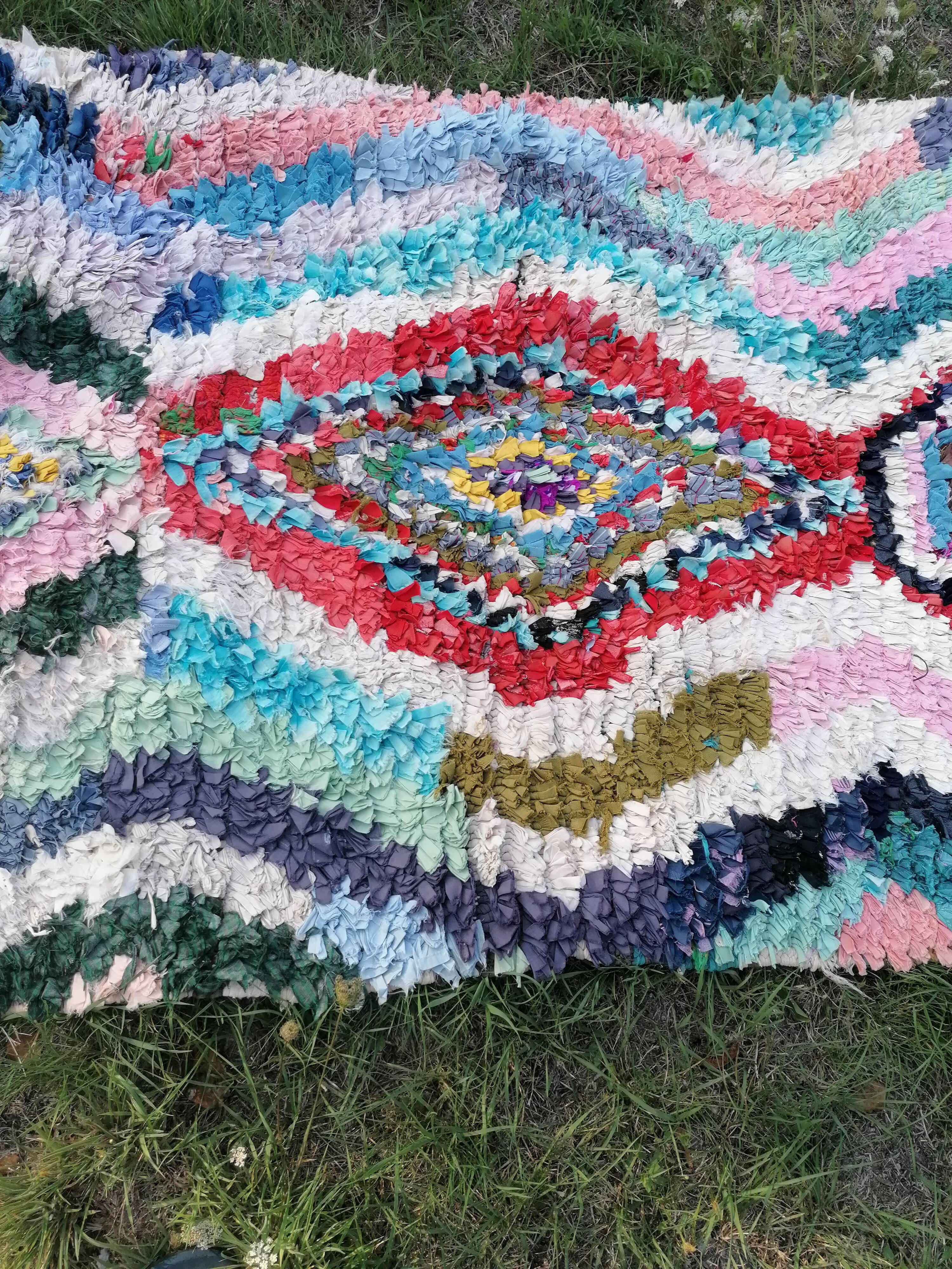 Ancient Berber Boucherouite carpet