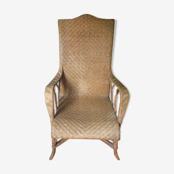 Fauteuil ancien en rotin naturel