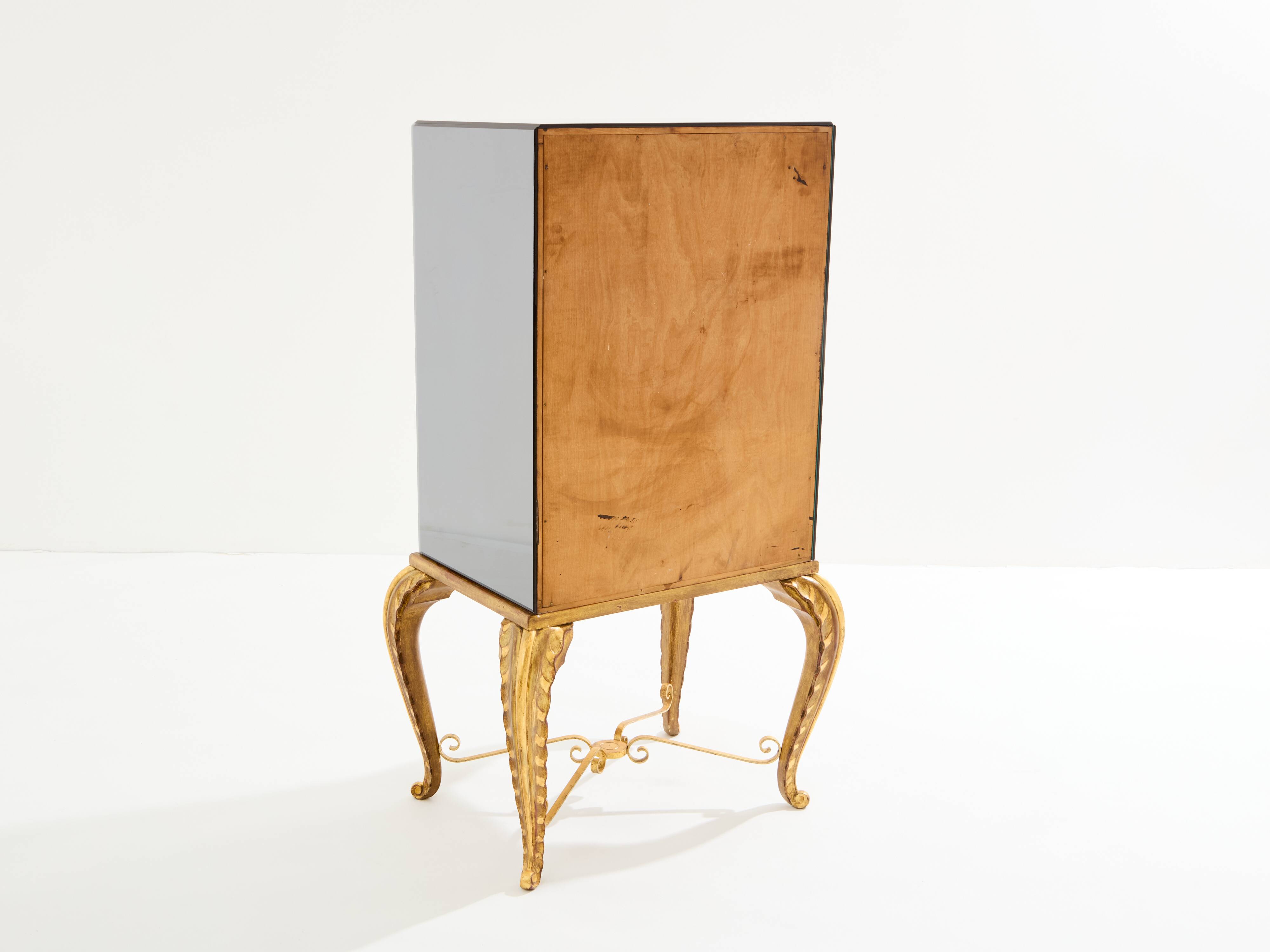 Maison Jansen bar cabinet in gilded wood and mirrors circa 1940