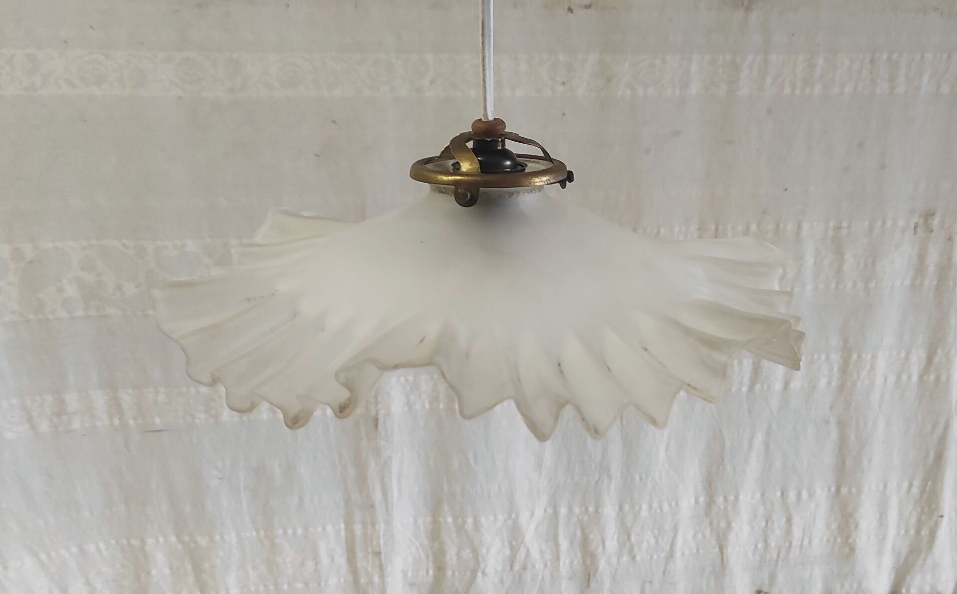 Pleated glass lampshade - mid 20th century