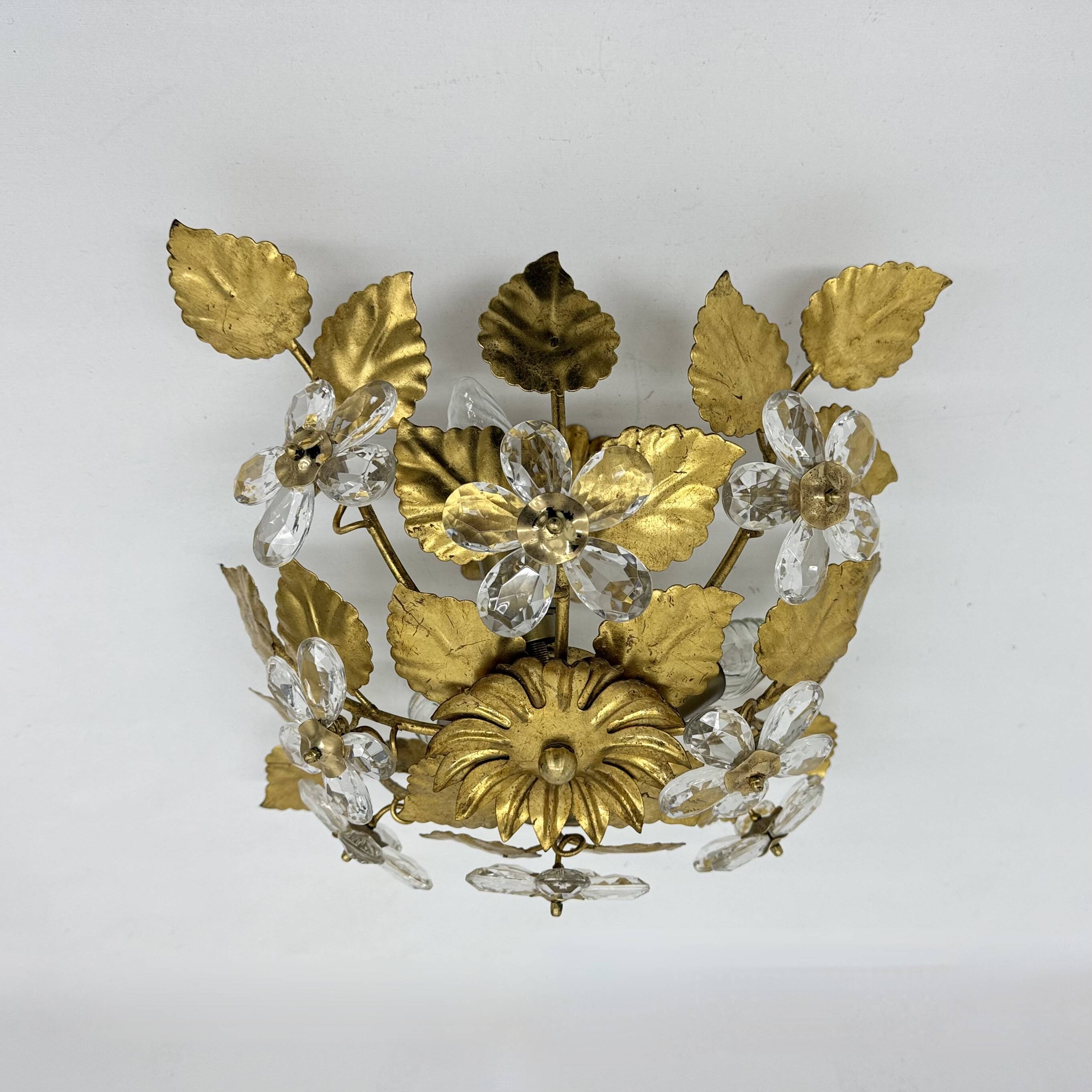Mid-century design banci style ceiling lamp crystal flower , 1970sMid-centu
