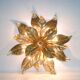 Pair of Florentine Wall Lamps / Ceiling Lights Golden Metal Leaves