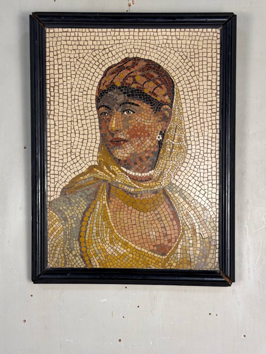 Portrait of a lady in marble mosaic in the antique style, circa 1880.