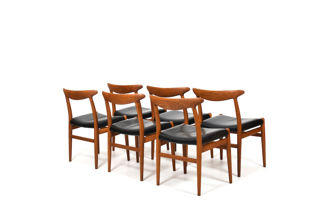 Lot de 6 chaises Hans J. Wegner W2 C.M.Madsen années 1950