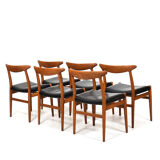 Set of 6 fine Hans J. Wegner W2 Chairs C.M.Madsen 1950s