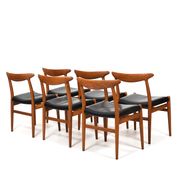 Lot de 6 chaises Hans J. Wegner W2 C.M.Madsen années 1950