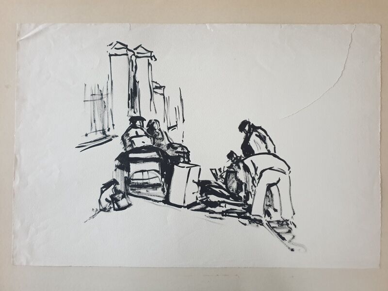 André Duculty (1912-1990) India ink on paper "The return of sinners" Monogrammed at the bottom